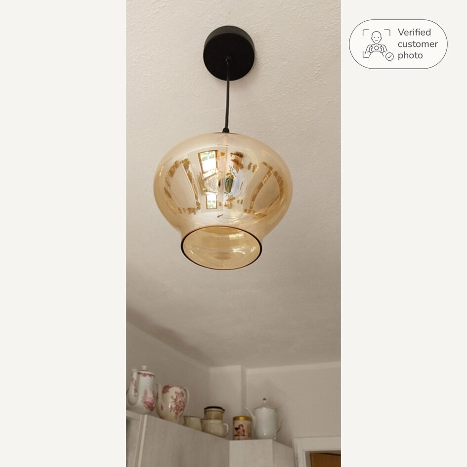 1-lichts hanglamp Trinidad met amber glas - variant 3