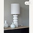 Tafellamp Kiyra - wit keramiek met stoffen kap in beige