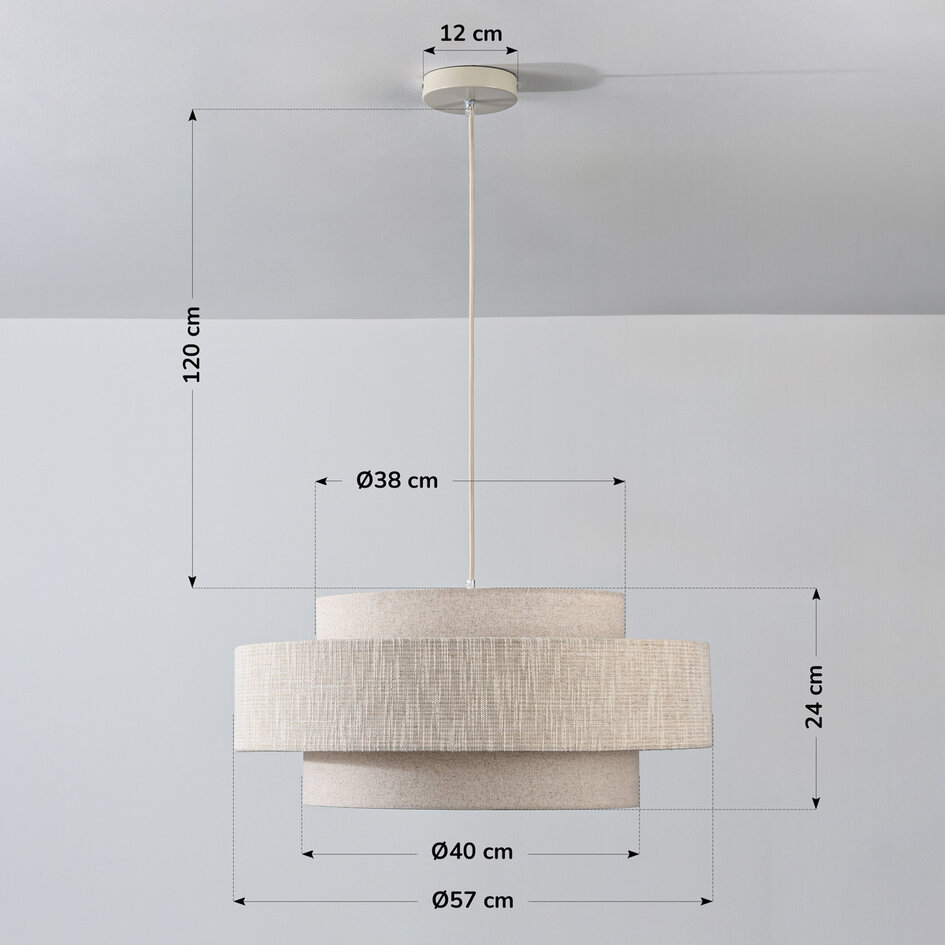 Hanglamp Tina met gelaagde stoffen kap