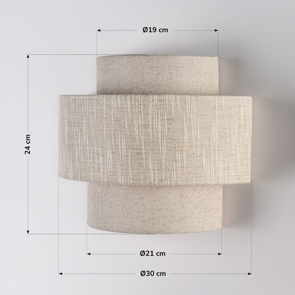 Wandlamp Tanja met gelaagde stoffen kap