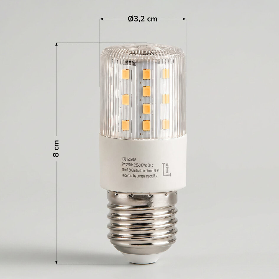 Compacte E27 LED lichtbron 7W, 2700K - dimbaar