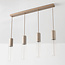 Hanglamp Frida beige met geribbeld glas, 4-lichts