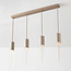 Hanglamp Frida beige met geribbeld glas, 4-lichts