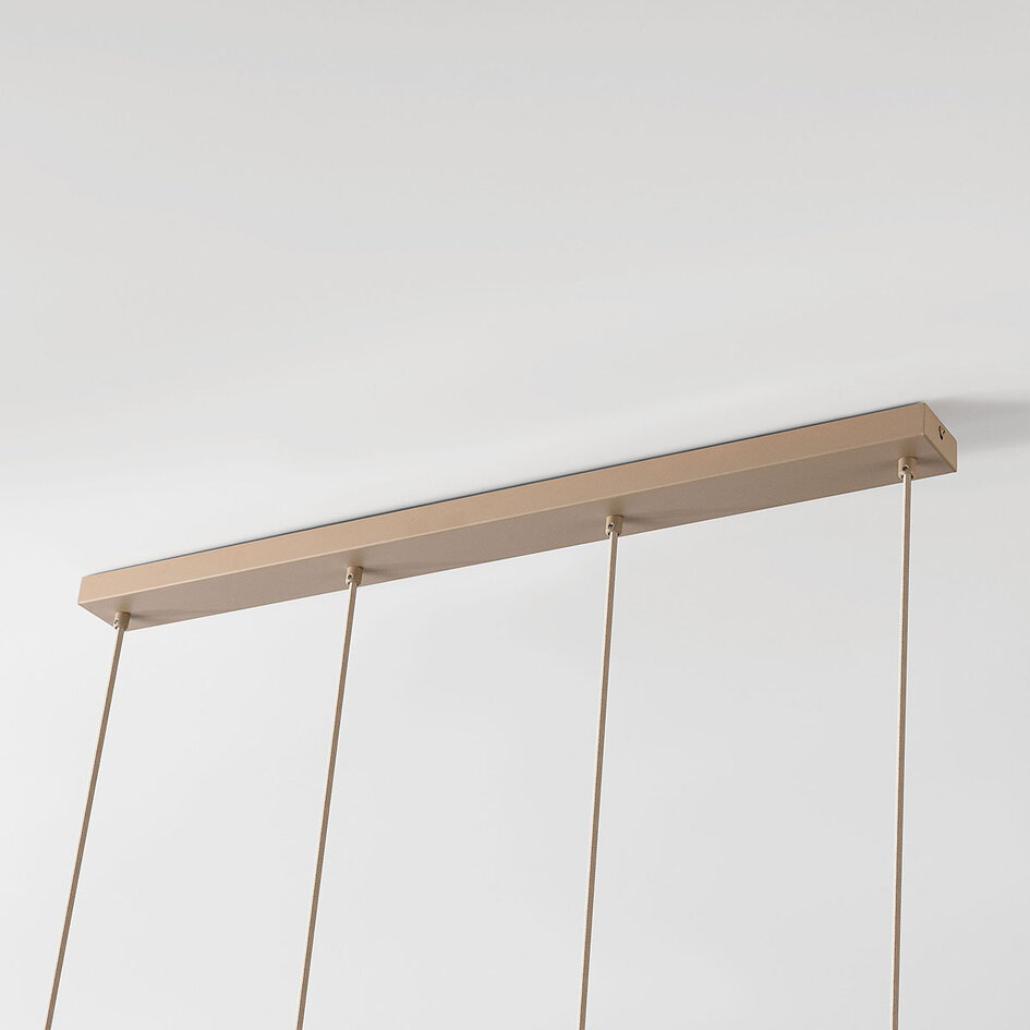 Hanglamp Frida beige met geribbeld glas, 4-lichts