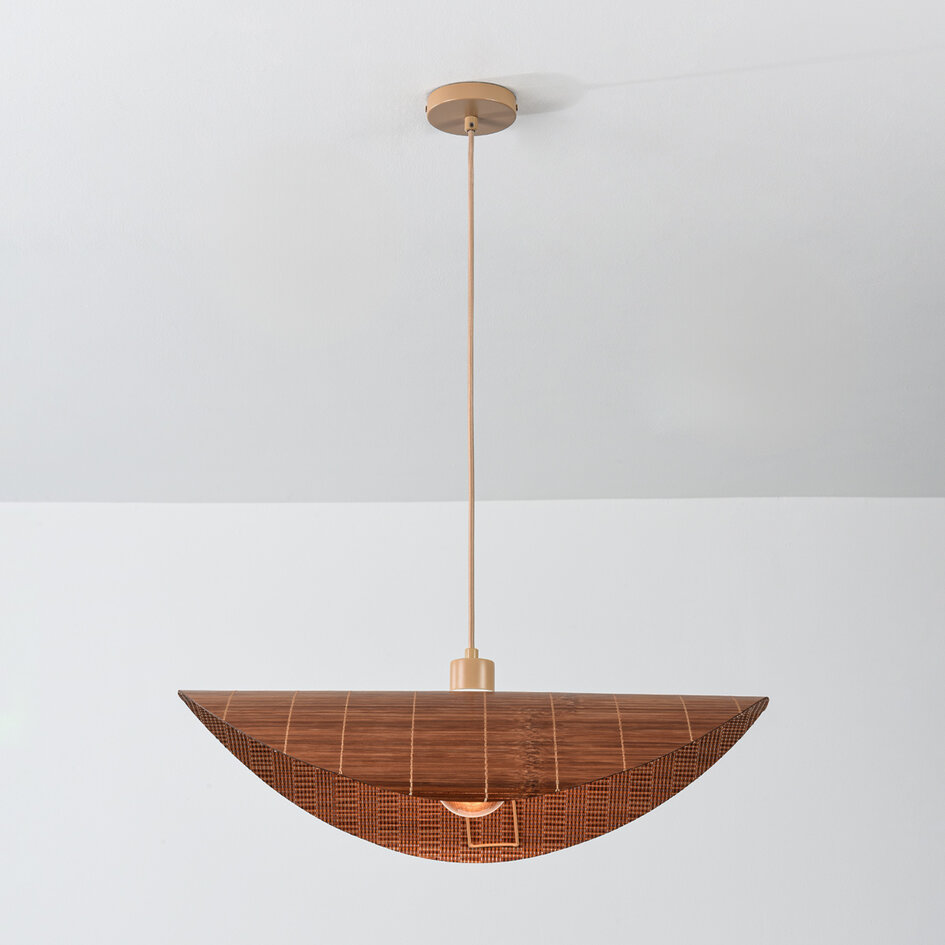 Hanglamp Roses met gevlochten bamboe - bruin