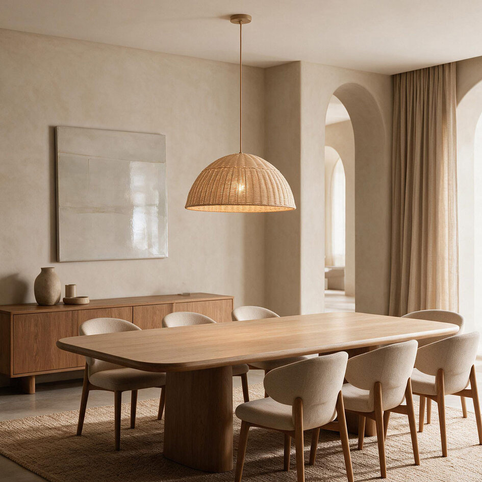 Hanglamp Norinda met gevlochten rotan - naturel