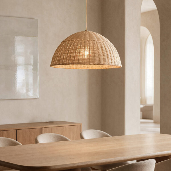 Hanglamp Norinda met gevlochten rotan - naturel