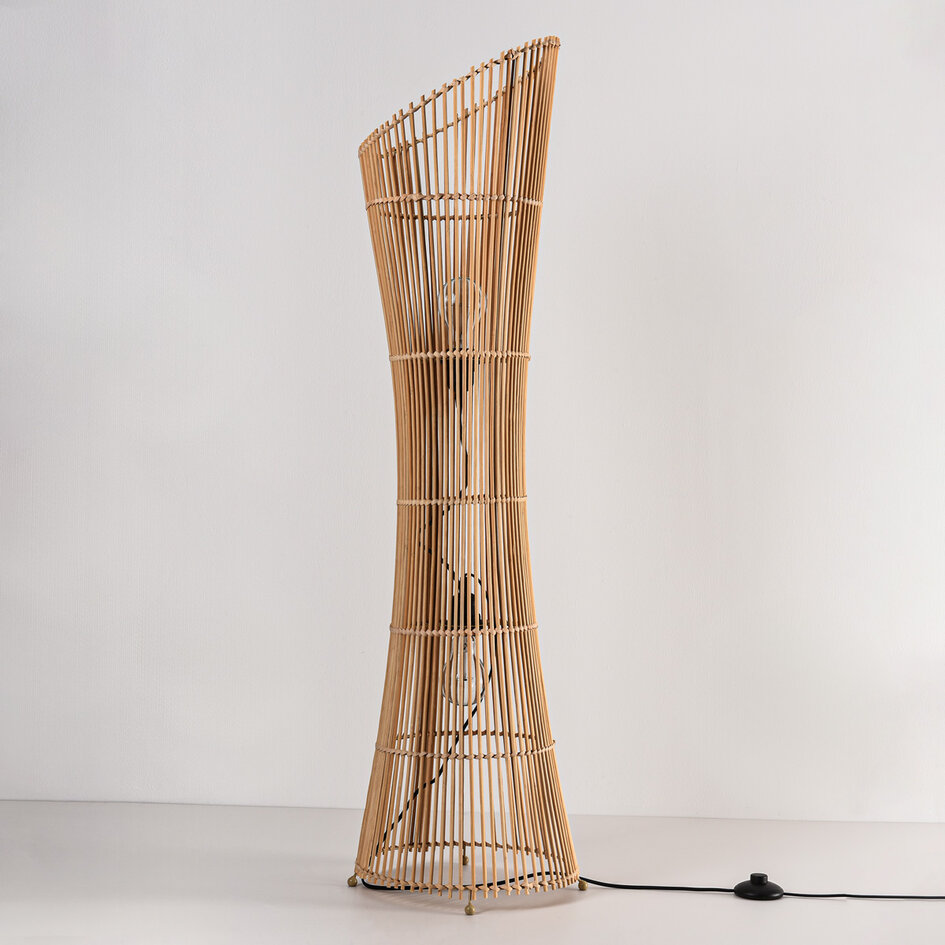 Staande lamp Floris met gevlochten bamboe - naturel