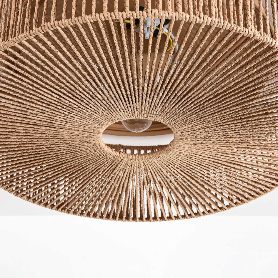 Plafondlamp Robian met kap van handgevlochten papiertouw - naturel