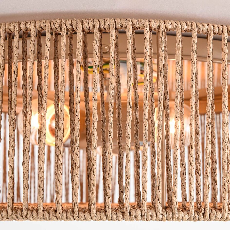 Plafondlamp Robian met kap van handgevlochten touw - naturel