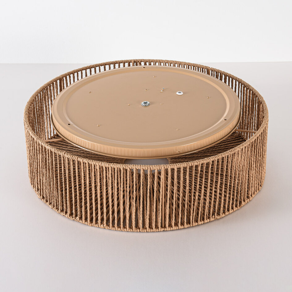Plafondlamp Robian met kap van handgevlochten papiertouw - naturel