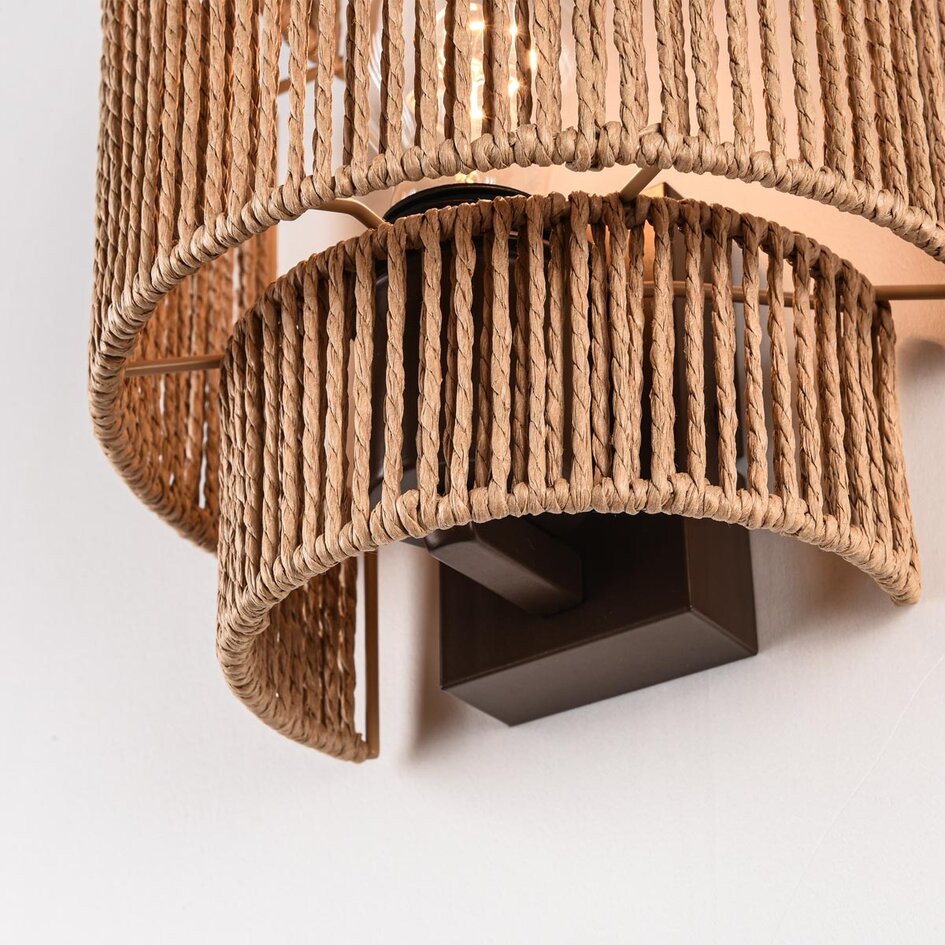 Wandlamp Navira van handgevlochten touw - naturel