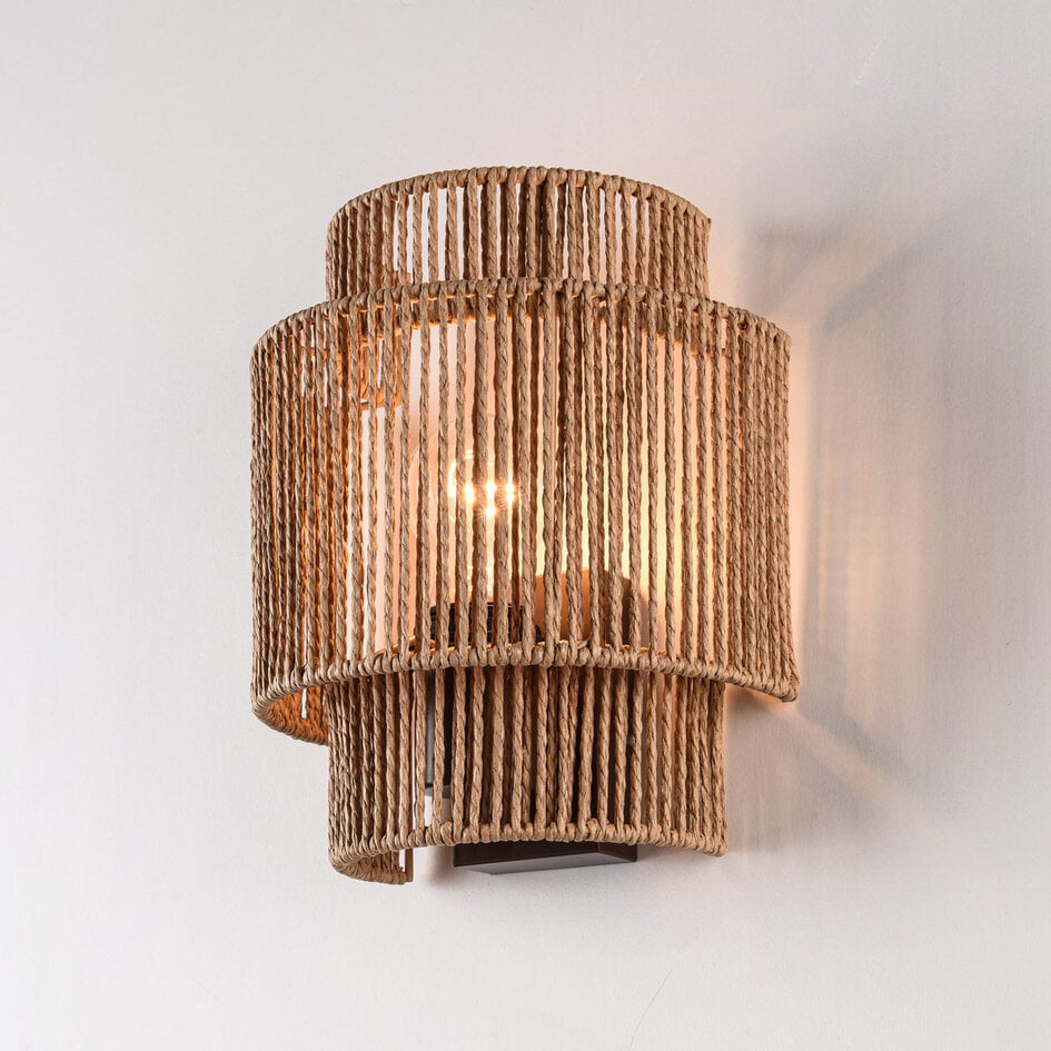 Wandlamp Navira van handgevlochten papiertouw - naturel