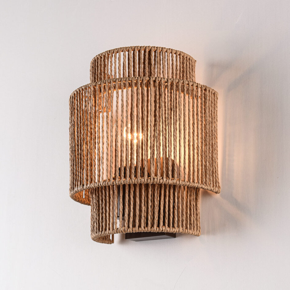 Wandlamp Navira van handgevlochten touw - naturel