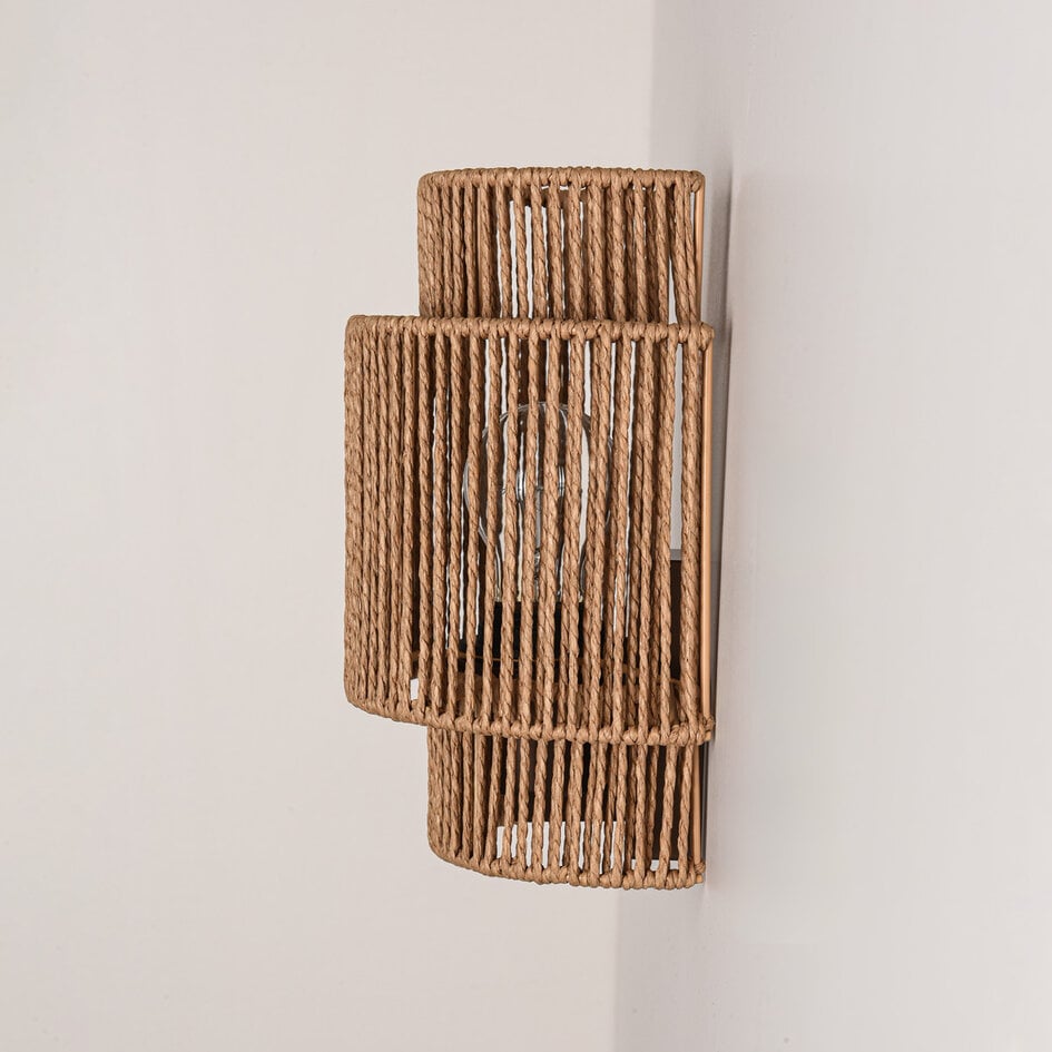 Wandlamp Navira van handgevlochten papiertouw - naturel