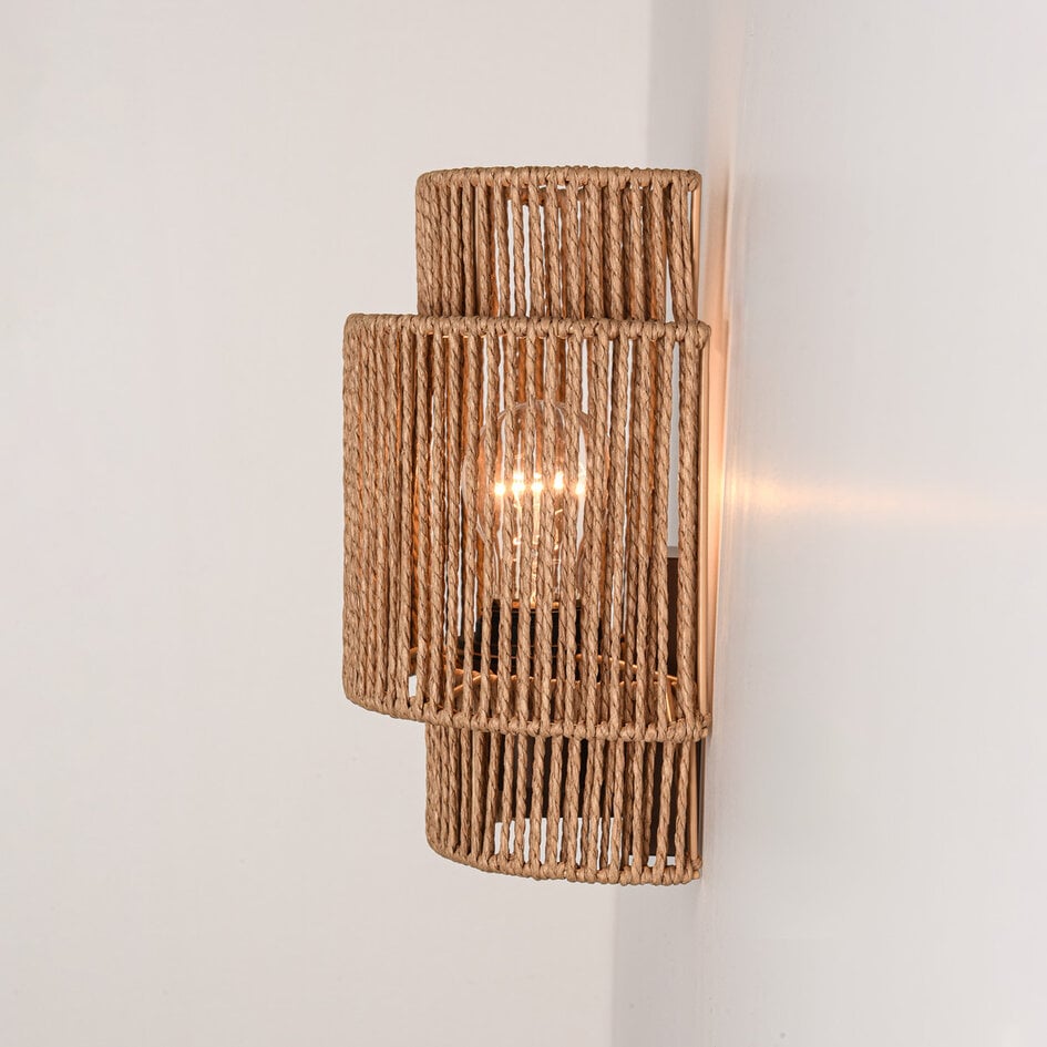 Wandlamp Navira van handgevlochten papiertouw - naturel