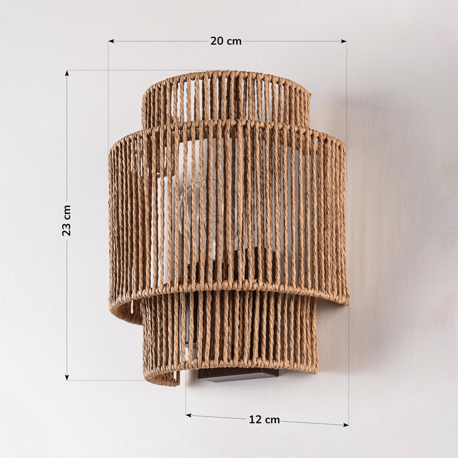 Wandlamp Navira van handgevlochten papiertouw - naturel