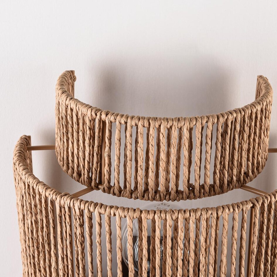 Wandlamp Navira met stekker van handgevlochten touw - naturel