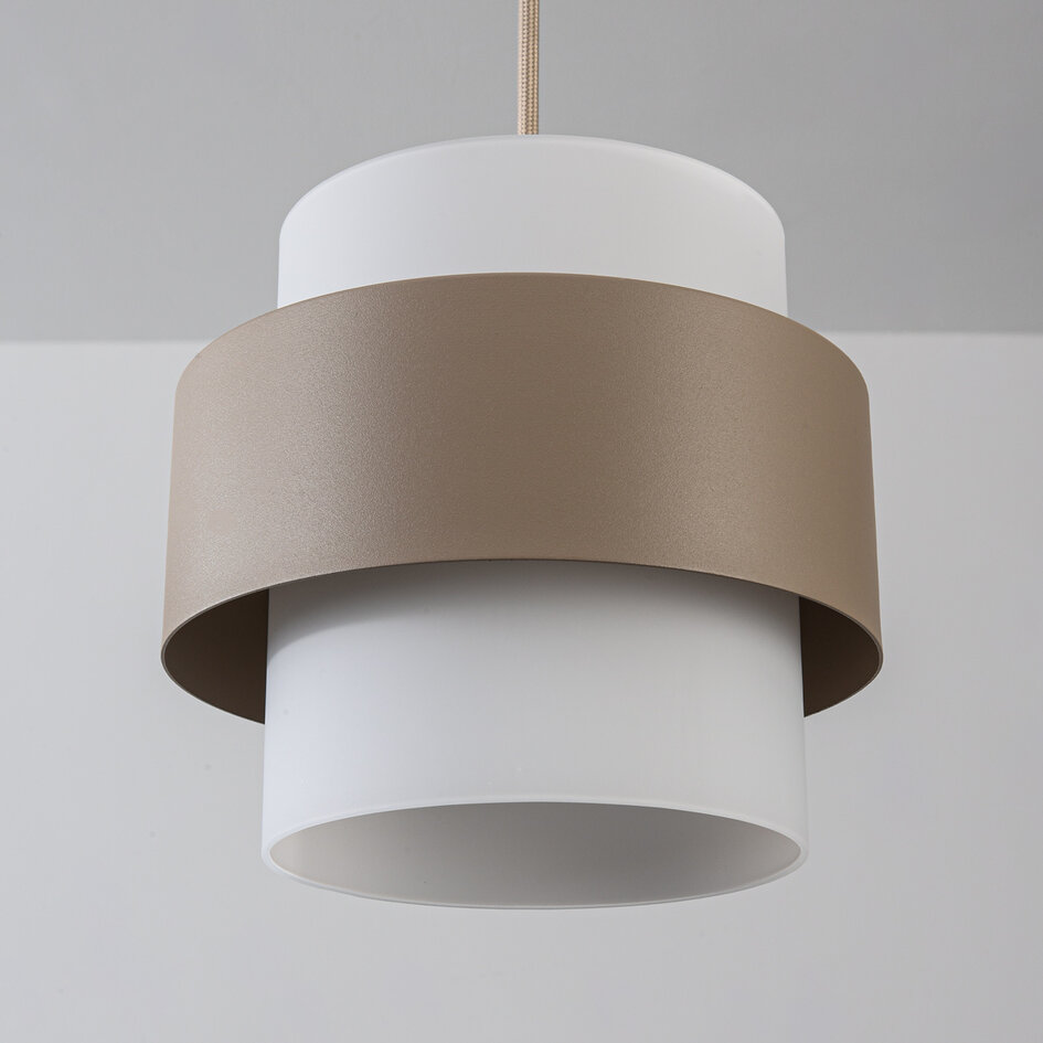 Hanglamp Klari beige met melkwit glas, 3-lichts