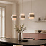 Hanglamp Klari beige met melkwit glas, 3-lichts