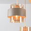 Hanglamp Kodi beige met amber glas, 3-lichts