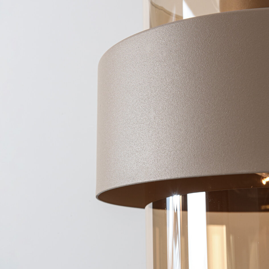 Hanglamp Kodi beige met amber glas, 3-lichts