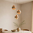 Hanglamp Kodi beige met amber glas, 3-lichts