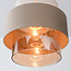 Hanglamp Klari beige met amber glas, 3-lichts