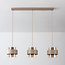 Hanglamp Klari beige met amber glas, 3-lichts