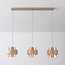 Hanglamp Klari beige met amber glas, 3-lichts