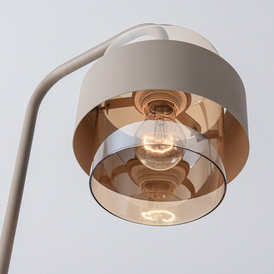 Vloerlamp Kodee beige met amber glas