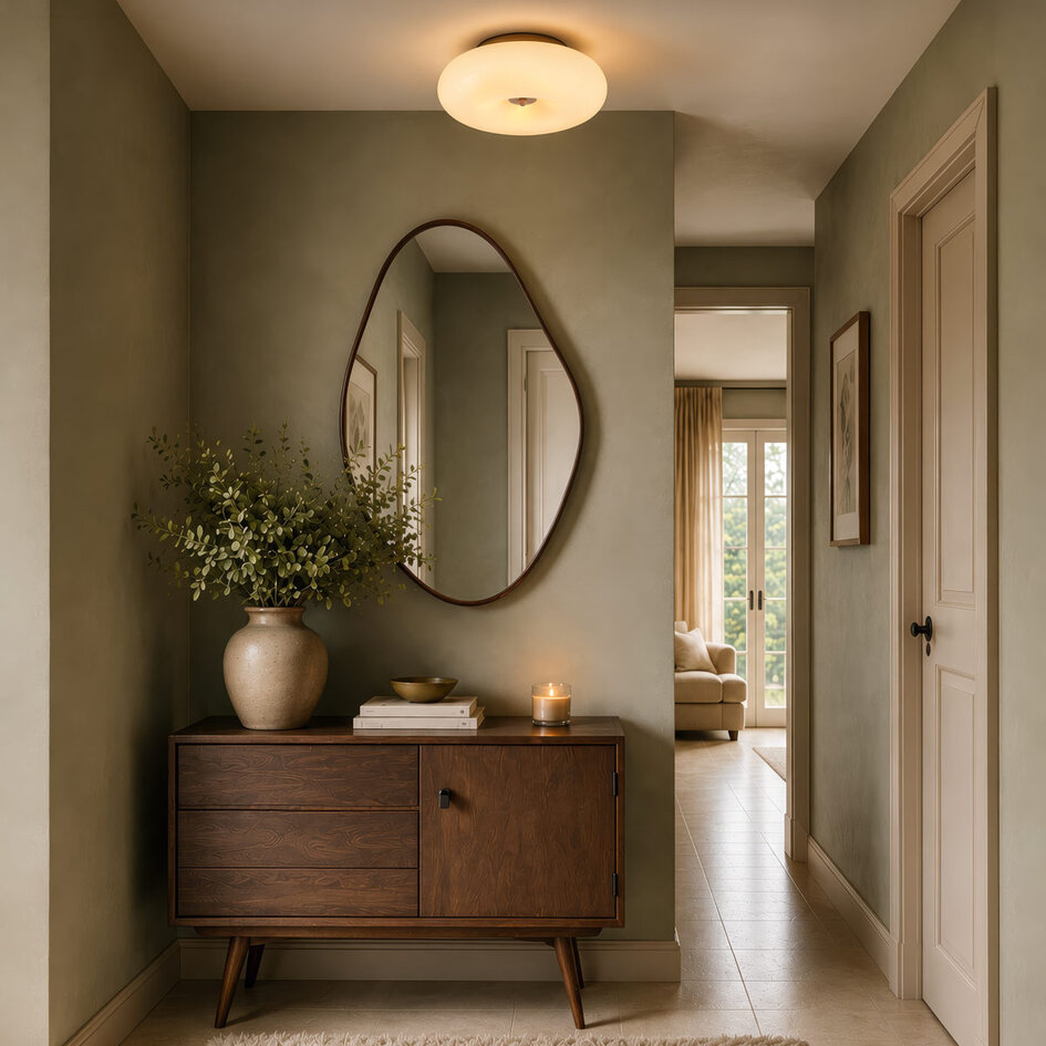 Plafondlamp Rosalie met beige glas