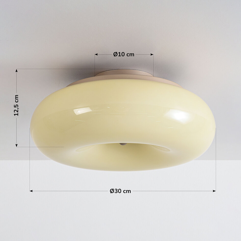 Plafondlamp Rosalie met beige glas