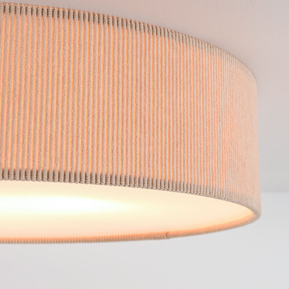 Plafondlamp Paulina met geribbelde fluwelen kap - taupe