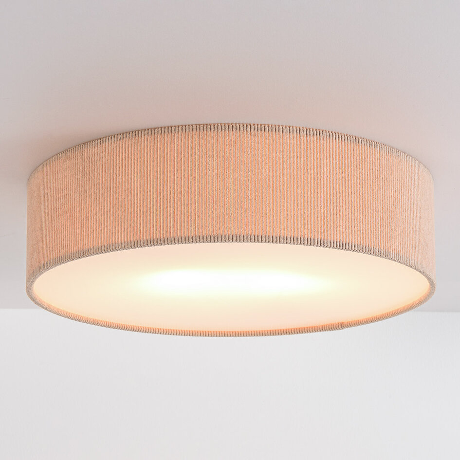 Plafondlamp Paulina met geribbelde fluwelen kap - taupe