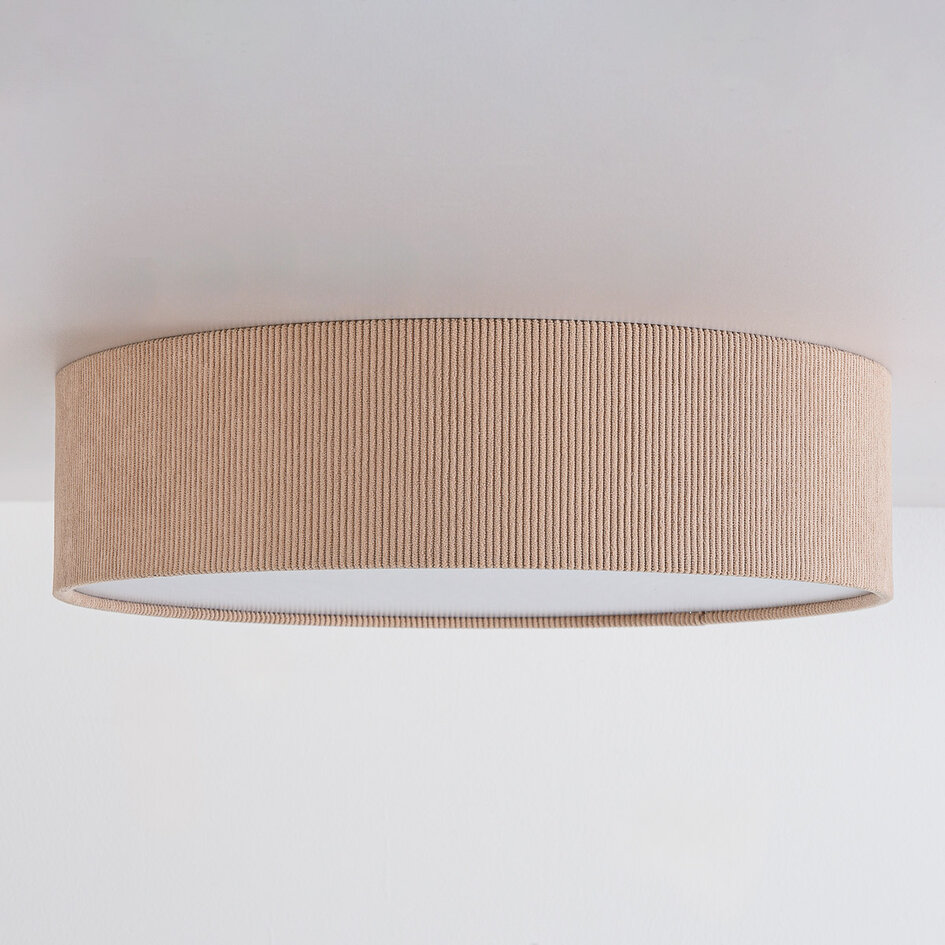 Plafondlamp Paulina met geribbelde fluwelen kap - taupe