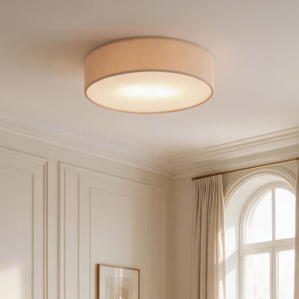 Plafondlamp Paulina met geribbelde fluwelen kap - taupe