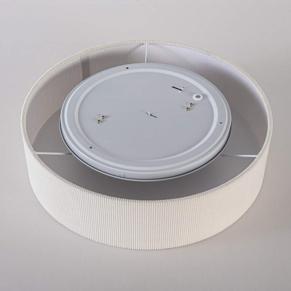 Plafondlamp Paulina met geribbelde fluwelen kap - beige