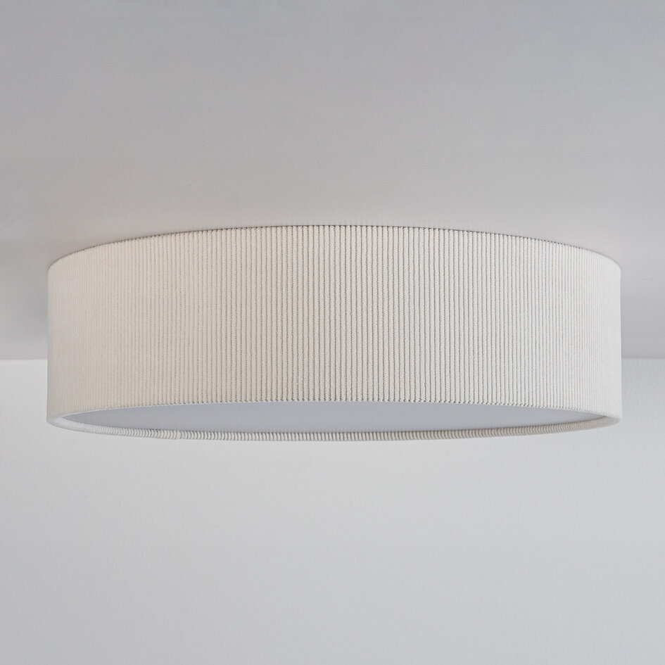 Plafondlamp Paulina met geribbelde fluwelen kap - beige