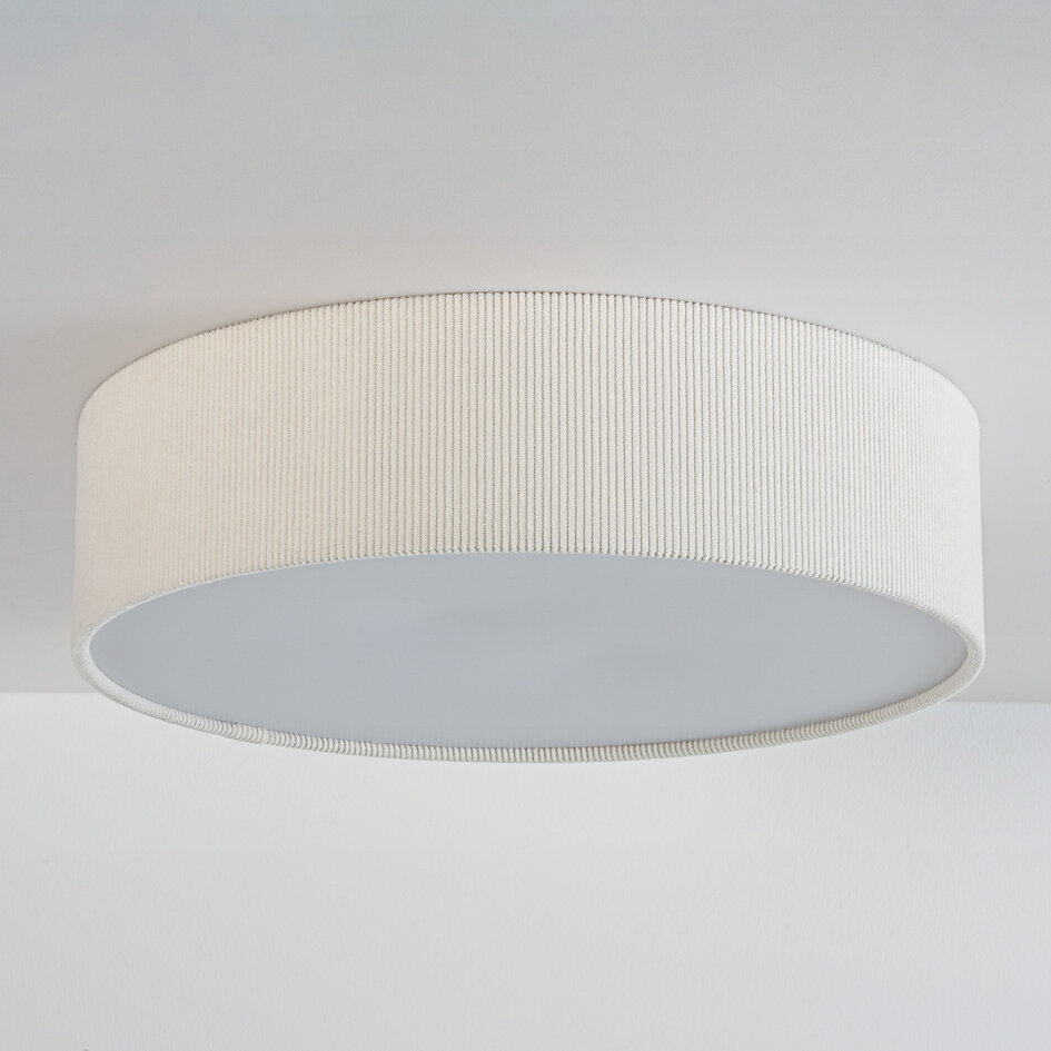 Plafondlamp Paulina met geribbelde fluwelen kap - beige