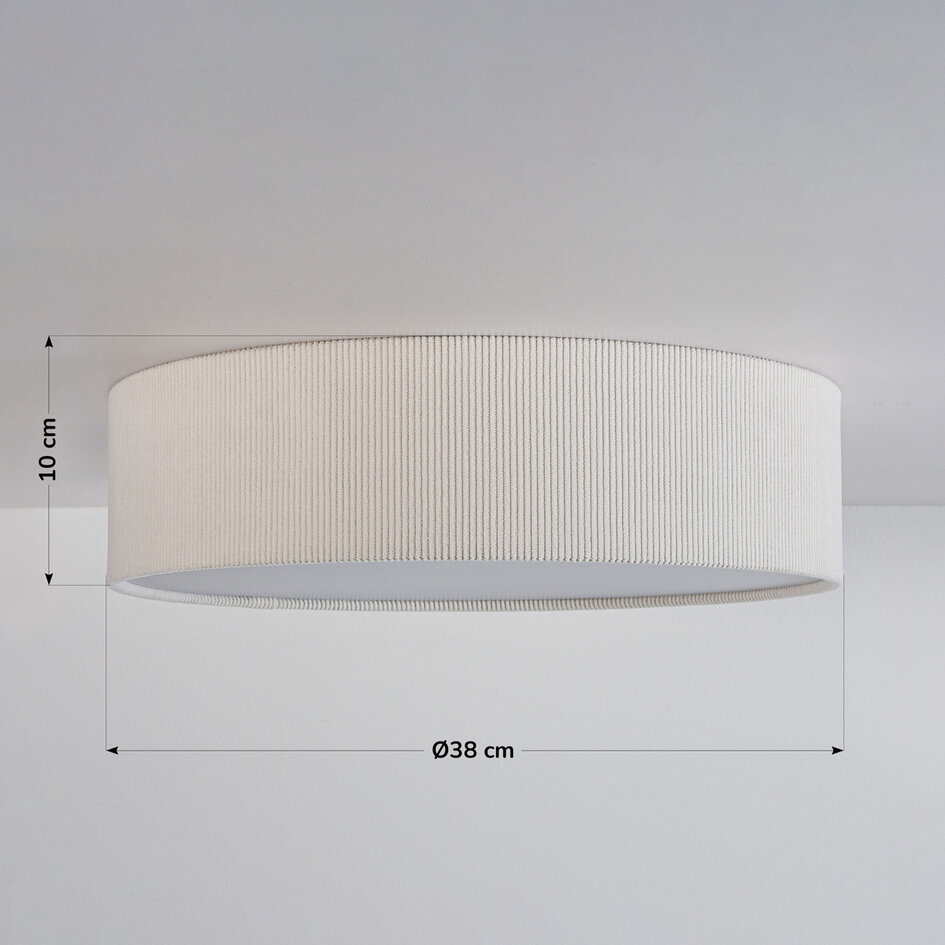 Plafondlamp Paulina met geribbelde fluwelen kap - beige