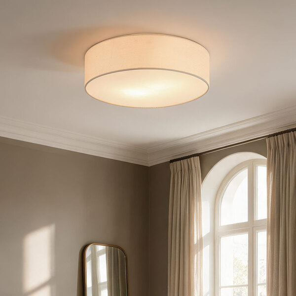 Plafondlamp Jantine met stoffen kap - beige