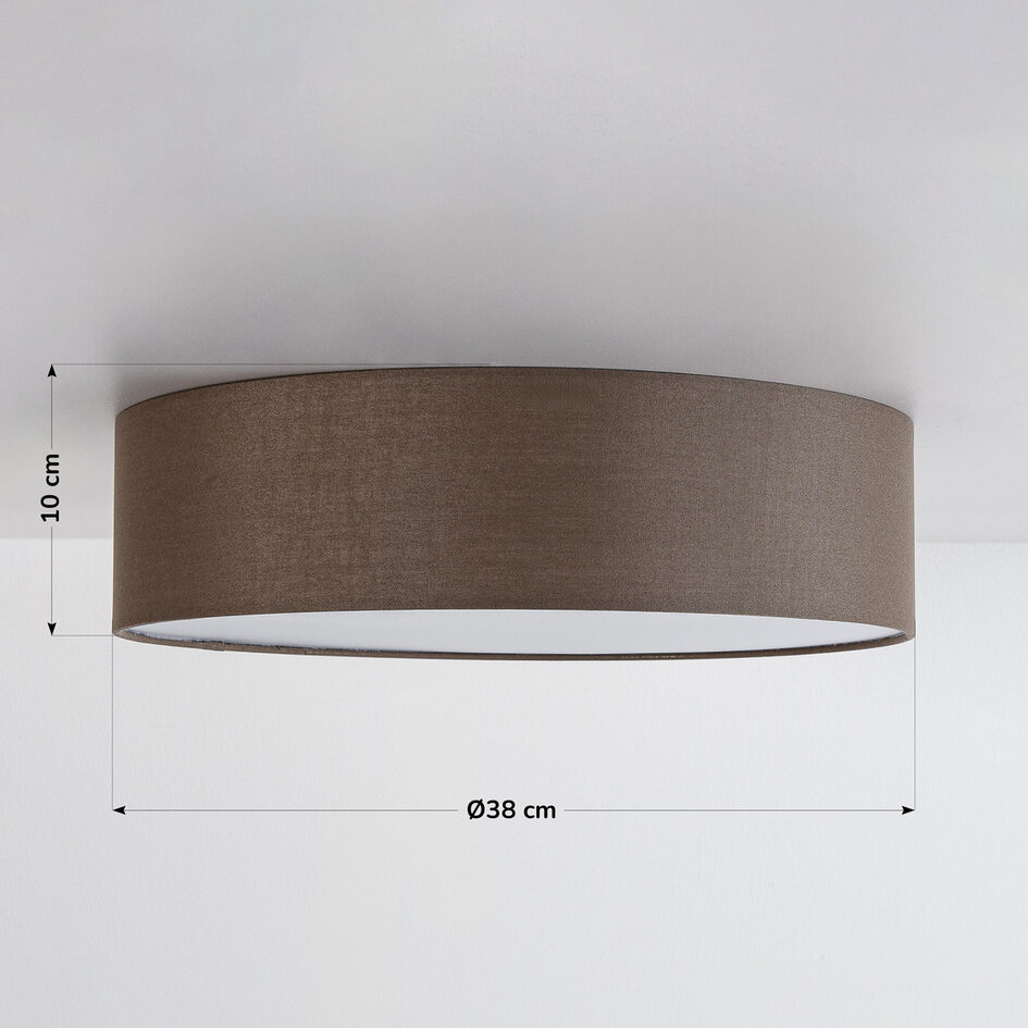 Plafondlamp Jantine met stoffen kap - taupe