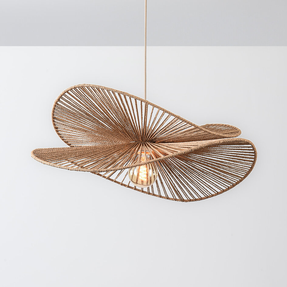 Hanglamp Janah met handgevlochten papieren kappen - beige