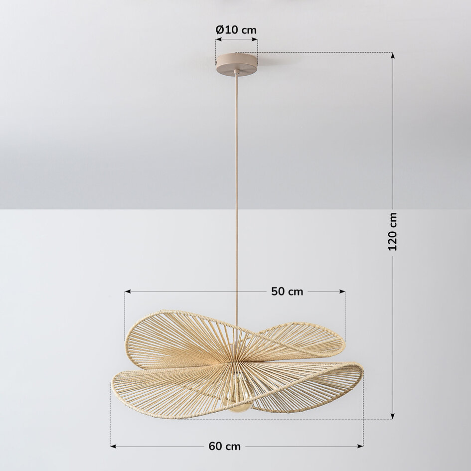 Hanglamp Janah met handgevlochten papieren kappen - beige