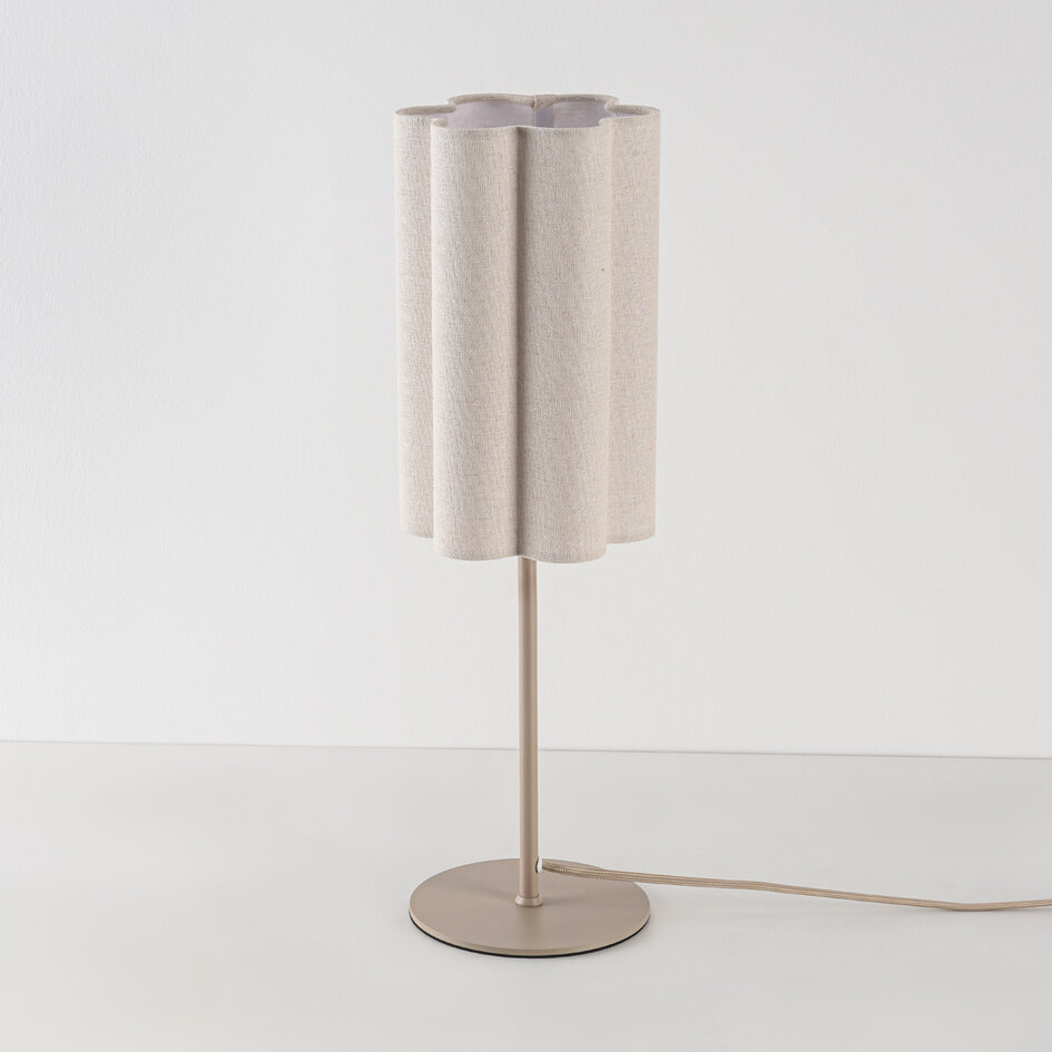 Tafellamp Mirjam met geplooide linnen kap - beige
