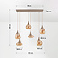 6-lichts hanglamp Loic met amber glas - zandbeige