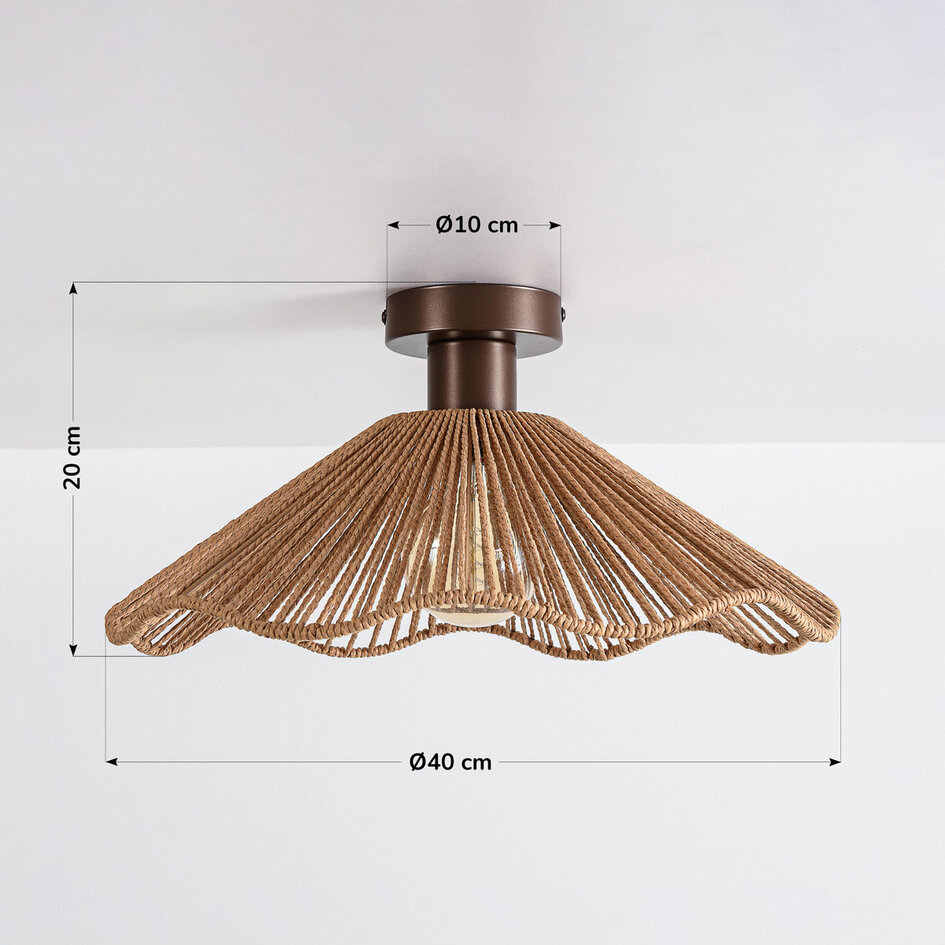 Plafondlamp Carta van handgevlochten touw - naturel