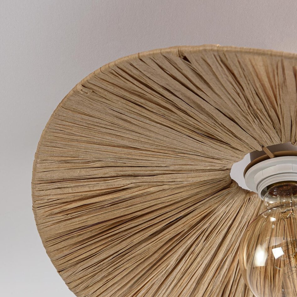 Plafondlamp Satu met handgevlochten raffia papier - beige