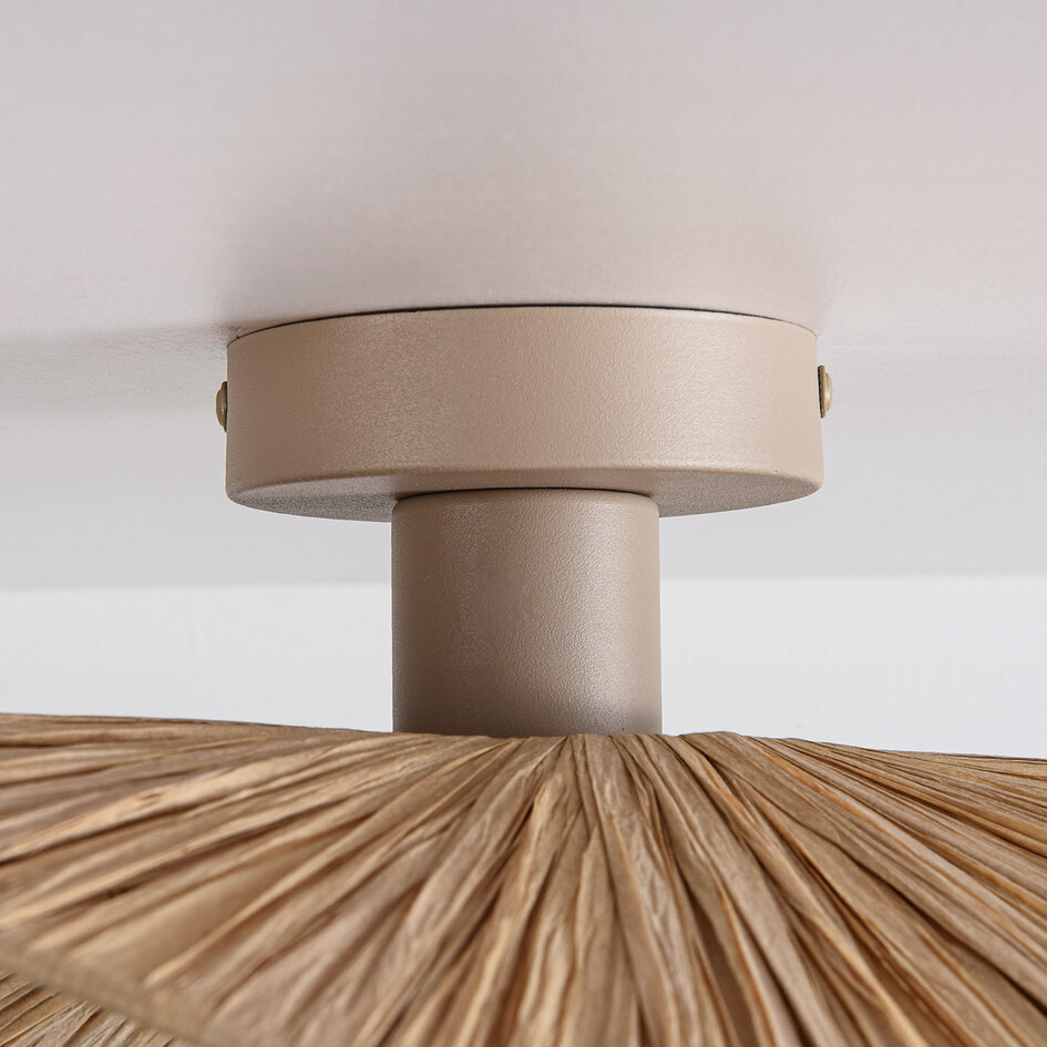 Plafondlamp Satu met handgevlochten raffia papier - beige